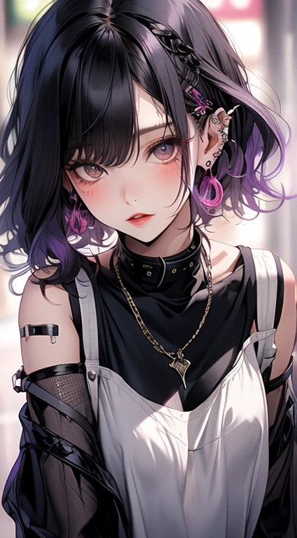Crayon young delinquent image: with cool hair, wearing black leather clothes, wearing a variety of metal ornaments, sharp eyes, strong aura. Mischievous personality, but kind and honest heart.