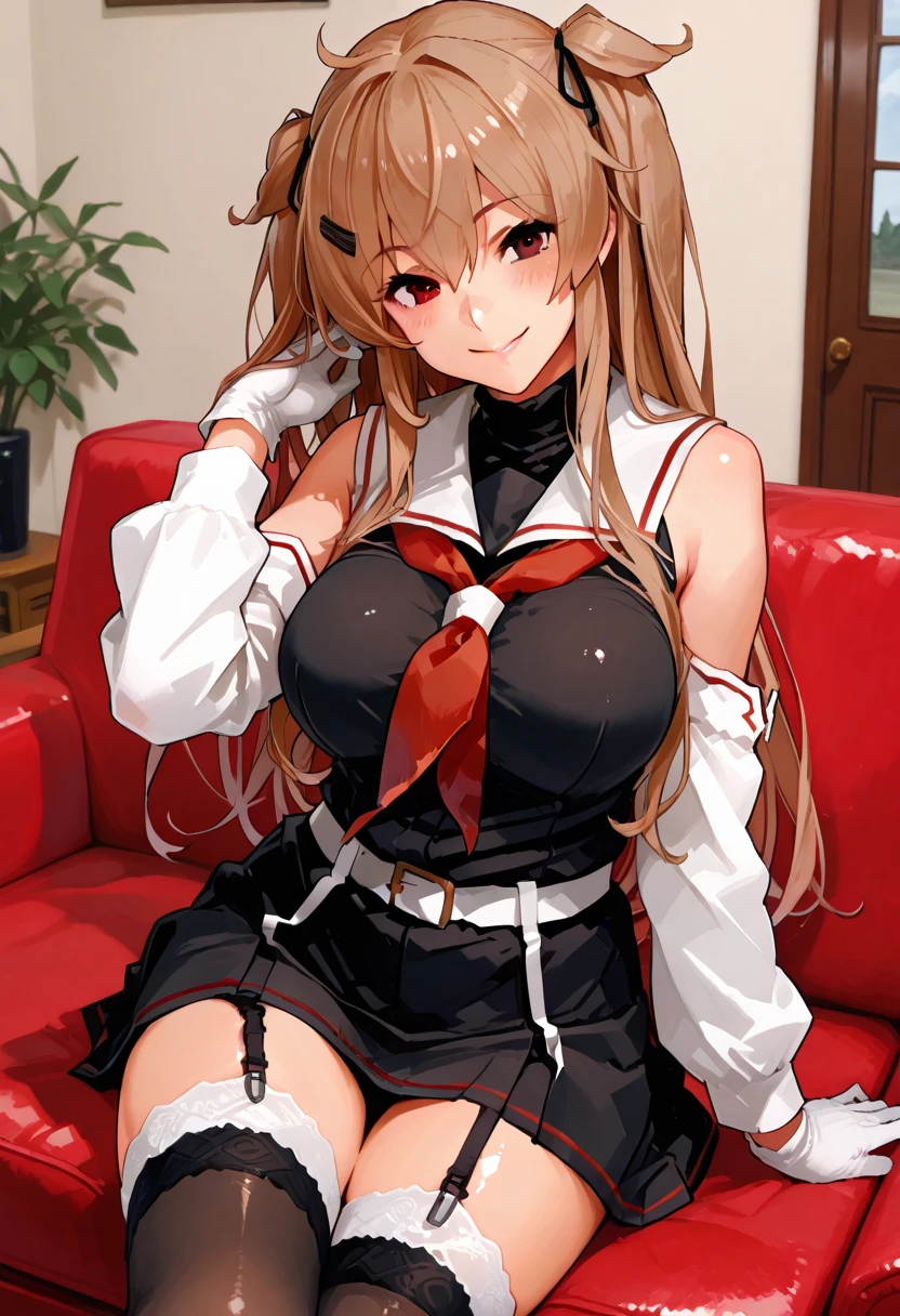 Isuzu Sento、highest quality、Highest quality、Huge super 、Cleavage、A fawning expression、high school girl、sexual behavior、sex、Armpit、pregnancy、Cowgirl、vagina、Thighs、Knee socks、Armpit見せ、両Armpit見せ、Glare、Close-up、train、seat、Absolute area、Female organ、 slip out