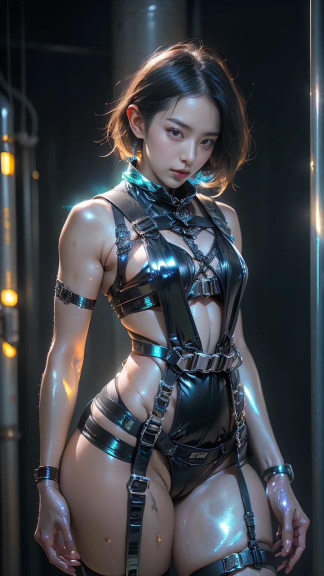 (Metaverse, Overhead world), Transcendent Cute Beautiful Girl, ((Baby Face:1.2)), ((Virtual Sex)), Small and slender figure, Outstanding Style, Short Hair, Perfect Anatomy, (Cutting-edge science and technology), (Nerve connections made by countless wires), (Stimulates the brain to give sexual pleasure), (((Surprisingly satisfied look))), (((Equipped with the latest sexual device:1.3))), (Highest quality, 8k, masterpiece:1.2)