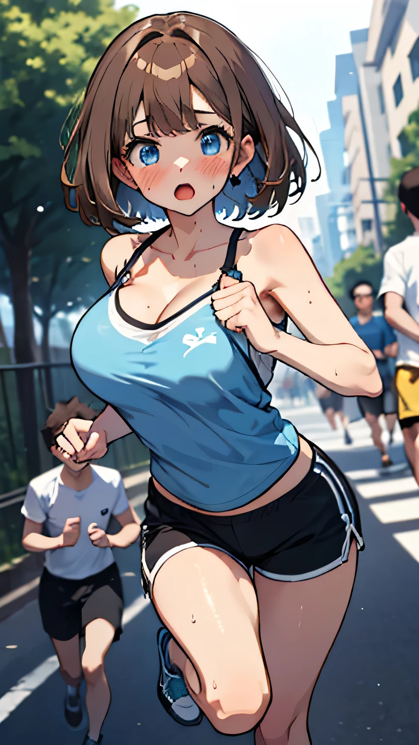 A 35-year-old mother and her daughter、fight、Angry expression、Glare、underwear、Nipples、pubic hair、Pee on yourself、Running around the main street