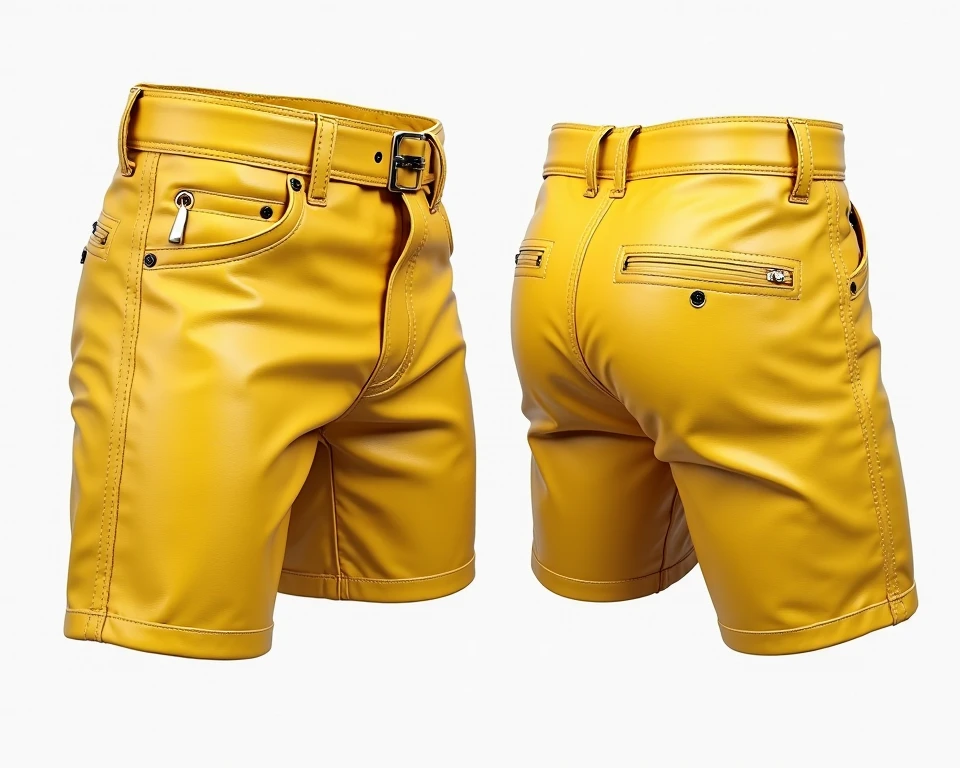 Fullbody standing picture of white skin Handsome muscular nude horny sexy gay man wearing skinny tight shiny yellow latex ripped tights, shiny black Disconnected Pompadour oiled hair style, blue eyes, shiny varnished brown shoes, brown belt, red lip, chain, tattoos, horny, cum shot, sperm, milking penis, very big penis, very big testicle, shiny oiled skin, orgasm, oversexed, masturbation, standing at white lighting show room.