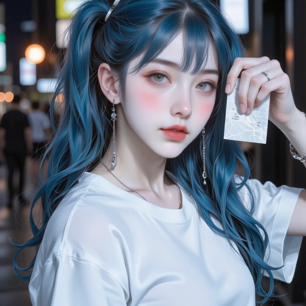1girl, high quality, looking at viewer, grey background, blush,skin tight, choker, facing viewer, waist,glistening skin,blue hair, zipper, twintails,
<lora:bttina_v1-000008:0.68>