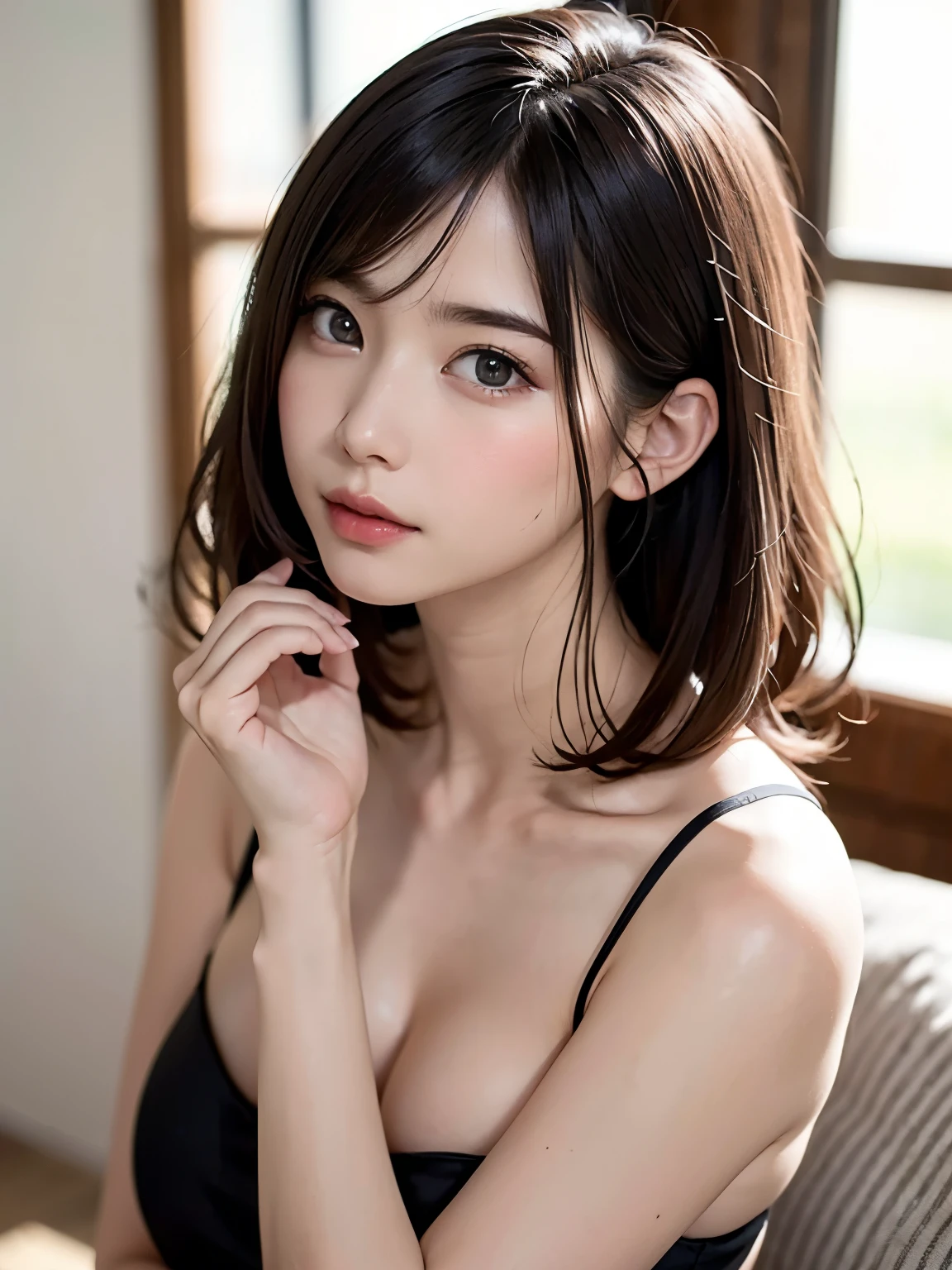 (((erectnipples))), (peeing on the floor:1.4), (incontinence:1.47), (urine on the floor:1.37), (makeup), beautiful big breasts, (bokeh), indoors, detailed luxury living room, (small_head), gentle and charming beautiful goddess, Korean(kpop-idol), solo, (areolas), (cleavage), armpit wrinkles, delicate and sexy(collarbone:1.3), smooth skin, necklace, black hair, long legs, short hair, oval face, double eyelids, smart, good hands, good feet, Natural(medium breasts:1.25), bare shoulders, (sheer fabrics)black lace bodysuit, (SQUATTING to sitting on the ground)((open your legs wide)), (((spread legs))), (female pubic-hair:1.35), (from below angle), (glossy skin:1.05), ((low angle)), Perfect figure, (64k, UHD, RAW photo, best quality, masterpiece:1.4), (realistic, photo-realistic:1.37), ultra high res, photon mapping, radiosity, physically-based rendering, professional soft lighting, HIGH HEELS, (sfw)