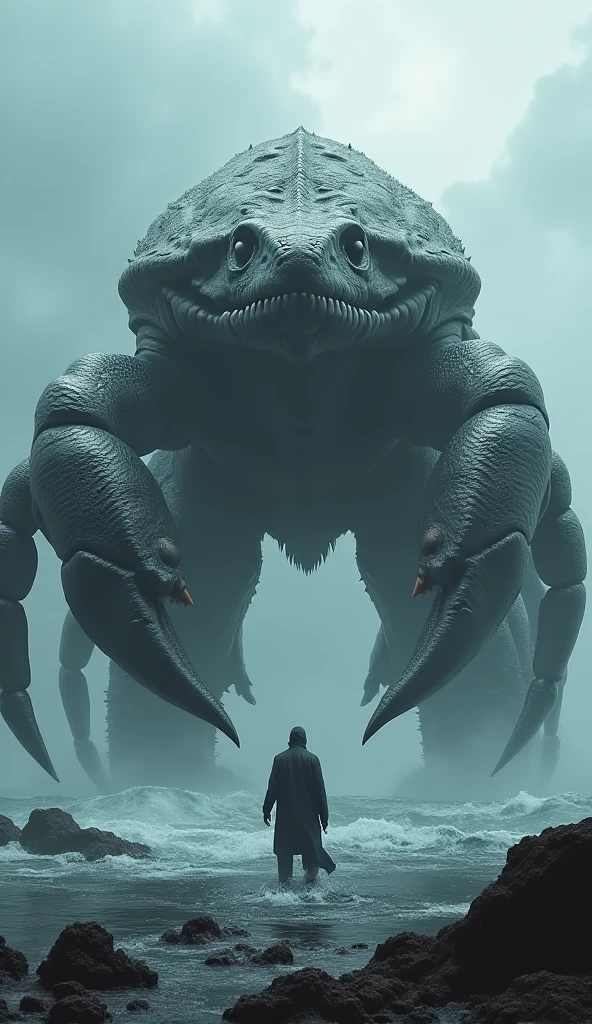 Gigantic grasshopper walking across a plain in the distance amid fog, haze, haze, dark clouds, grimdark ,supense, monstr, unearthly, octan render, engine unreal, photorrealistic, hyper realism, highy detailed, high qualiy, intrincately detailed,Volumetric lighting, full character, 4K, ,hard disk ,Full HD, 8k, RTX, high resolution, detailed shadows, incredibily detailed, perfect, Dramatic scale