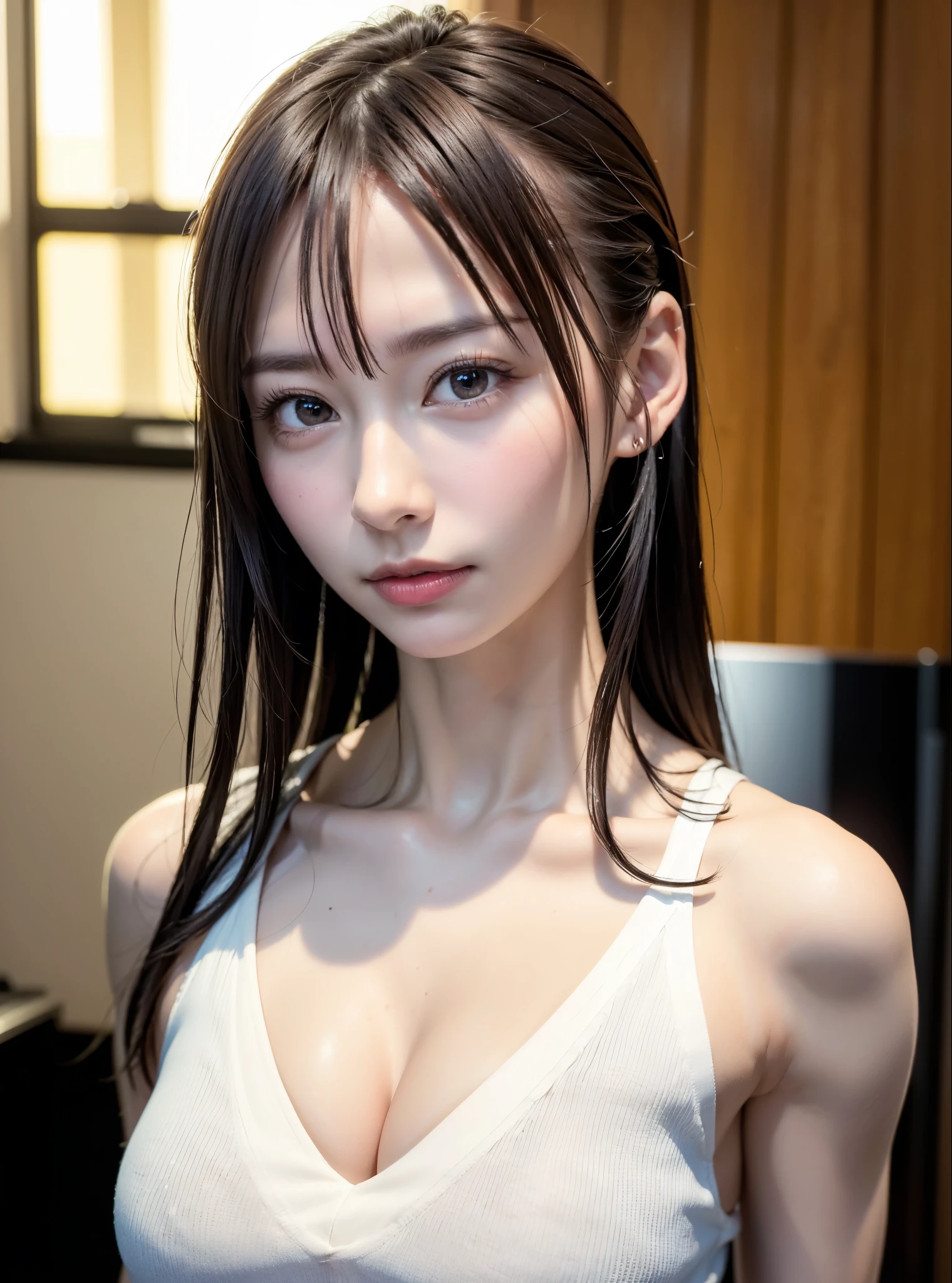 top-quality、8K Masterpiece、超A high resolution、(Photorealsitic:1.3)、Raw photo、女の子1人、silver white hair、glowy skin、1 Cyberpunk Super Beautiful Soldier、((super realistic details))、portlate、globalillumination、Shadow、octan render、8K、ultrasharp、beauty breast、Raw skin is exposed in cleavage、metals、cold color、、highly intricate detail、Realistic light、CGSoation Trends、Beautiful eyes、radiant eyes、Facing the camera、neon details、