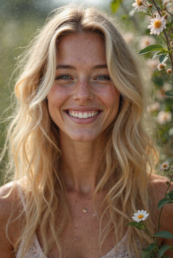 Generate a , loira, sorrindo, photos, nua