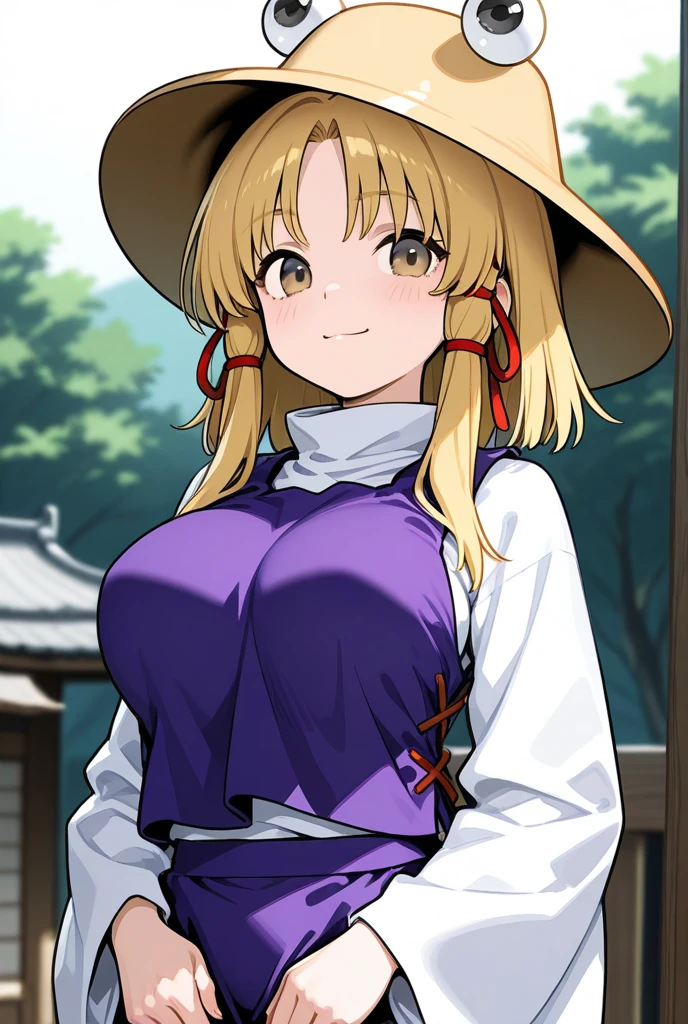 galko-chan, priestess, staff holding, long skirt, french traditional clothing, village in forest, medieval village,huge breast