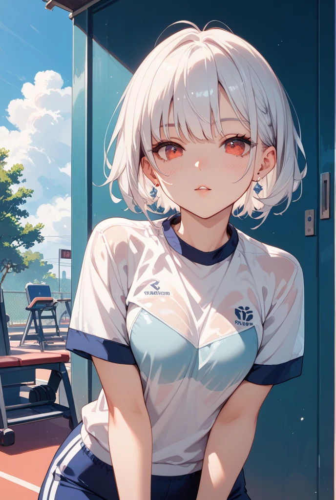 1The girls、shirts、preated skirt、Bob Hair Style、smile on face、delightful!、enmaided、Chromo-white skin、Beautiful eyes、(small tits)、throb、Wimbledon、(Wearing white tennis wear)、Bright lighting、Vents、the sun、Various hair colors、