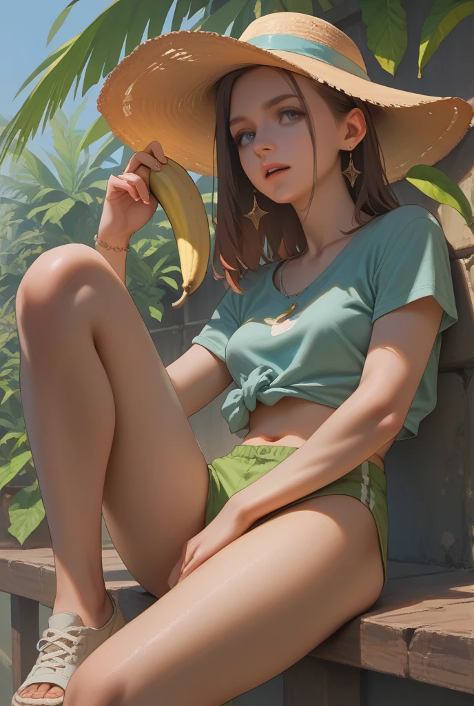 superflat, flat colors, 1girl, 19yo, slim, (medium breast), short bob dark hair, shy, vibrant colors, psychedelic, vibrant, bright, watercolor, (topless:1.3), ((wearing skimpy mini skirt:1.5)), (very small sexy t-shirt top:1.5), (( Lie down on the grass:1.4)), Overhead camera, sharp focus, handsome,plump legs, skinny,professional lighting,city, eyelines,gold necklace,rendered eyes,tall body,adult woman,hair ornament,instagram most viewed,official wallpaper, official art,(kpop idol), mini skirt, half-closed eyes,building,((photorealistic painting art by midjourney and greg rutkowski)),((supermodel))