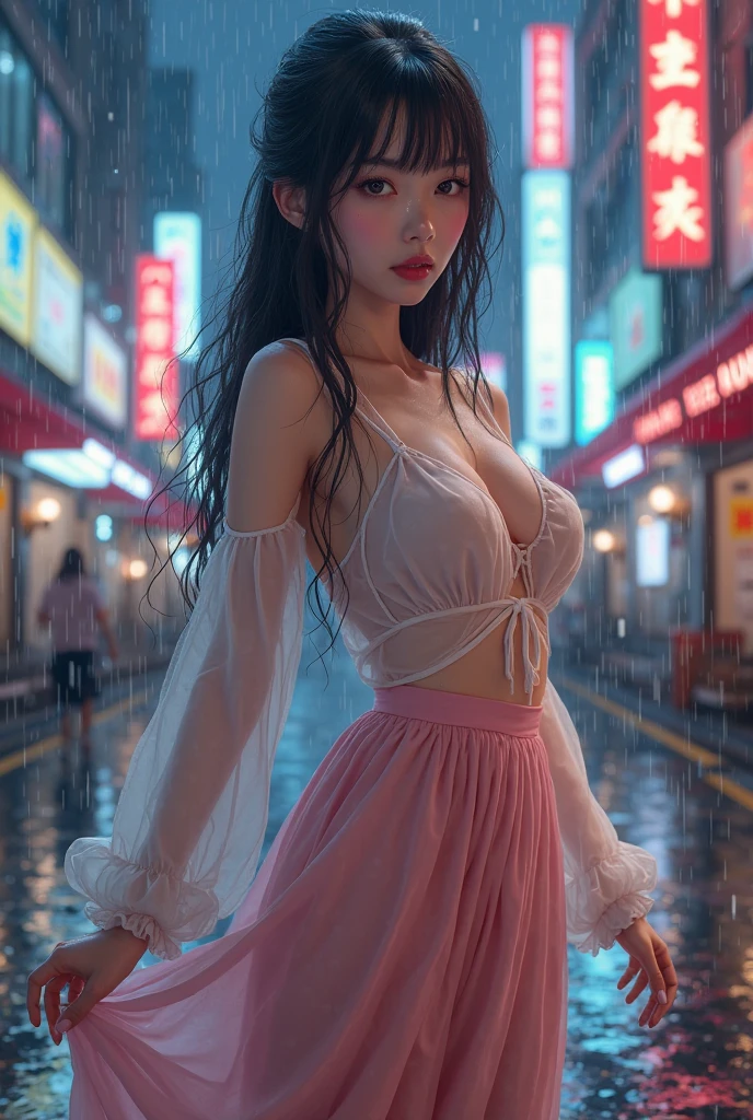 (Best Quality), ((Masterpiece), (Details: 1.4), 3D, Beautiful Cyberpunk Woman, HDR (High Dynamic Range), Ray Tracing, NVIDIA RTX, Super Resolution, Unreal 5, Subsurface Scattering, PBR Texture, Post Processing, Anisotropic Filtering, Depth of Field, Maximum Acutance and Sharpness, Multi-layer Textures, Albedo and Highlight Maps, Surface Shading, Accurate Simulation of Light-Material Interaction, Perfect Proportions, Octane Rendering, Bicolor Light, Large Aperture, Low ISO, White Balance, Rule of Thirds, 8K RAW, Emma Watson, (Char Emma Watson: 0.2), (Torn Clothes: 1.5), (Clear Wet Clothes: 1.4), (See-through Section: 1.2), Charming Open Leg Temptation, Drooling, Bare Shoulders, Real Rain, Wet Hair,.. Wet transparent broken pajamas, wet broken panties, dark lips, breasts coming out, sweaty skin, blushing, (cum in tits): 1.8), (cum in face: 1.8), (cum in tits: 1.8), (cum in tits: 1.8), (on busy streets), (he is wet), naked, sunken, lying on his stomach, legs open, M legs, exposed private parts, seductive, sexy, lewd, fighting stance,
