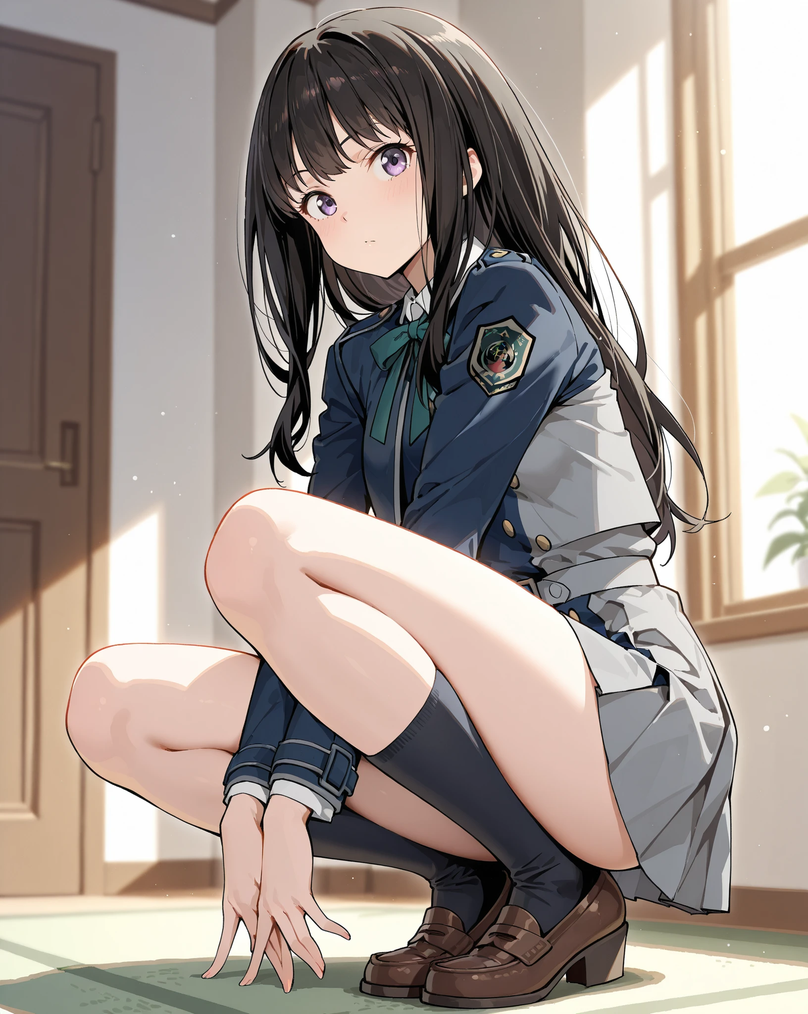 Asian woman sitting on a chair in uniform, Anime girl cosplay, japanese girl school uniform, Surrealism female students, the anime girl is crouching, Japanese school uniform, Wearing a Japanese school uniform, Surrealism female students, cute female student, Beautiful Anime High School Girls, Anime girl in real life, of a schoolgirl posing, girl in uniform