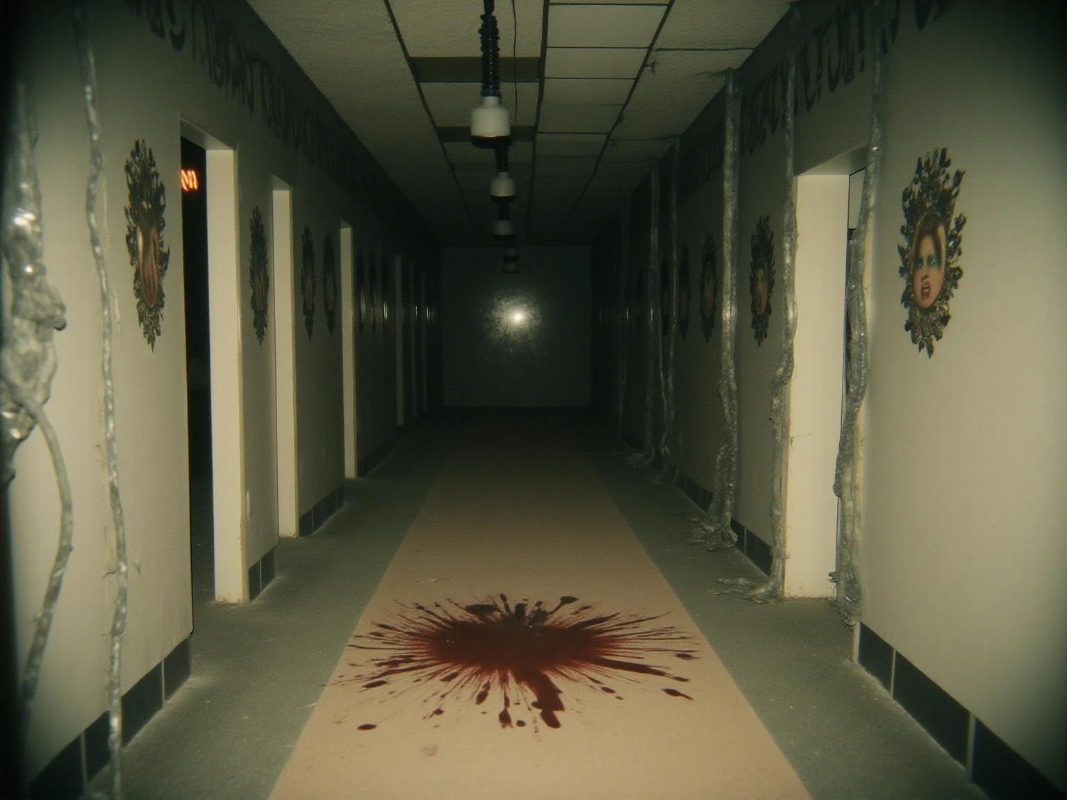 Dans un bunker sombre et sale. Beheaded girl. Blood everywhere.