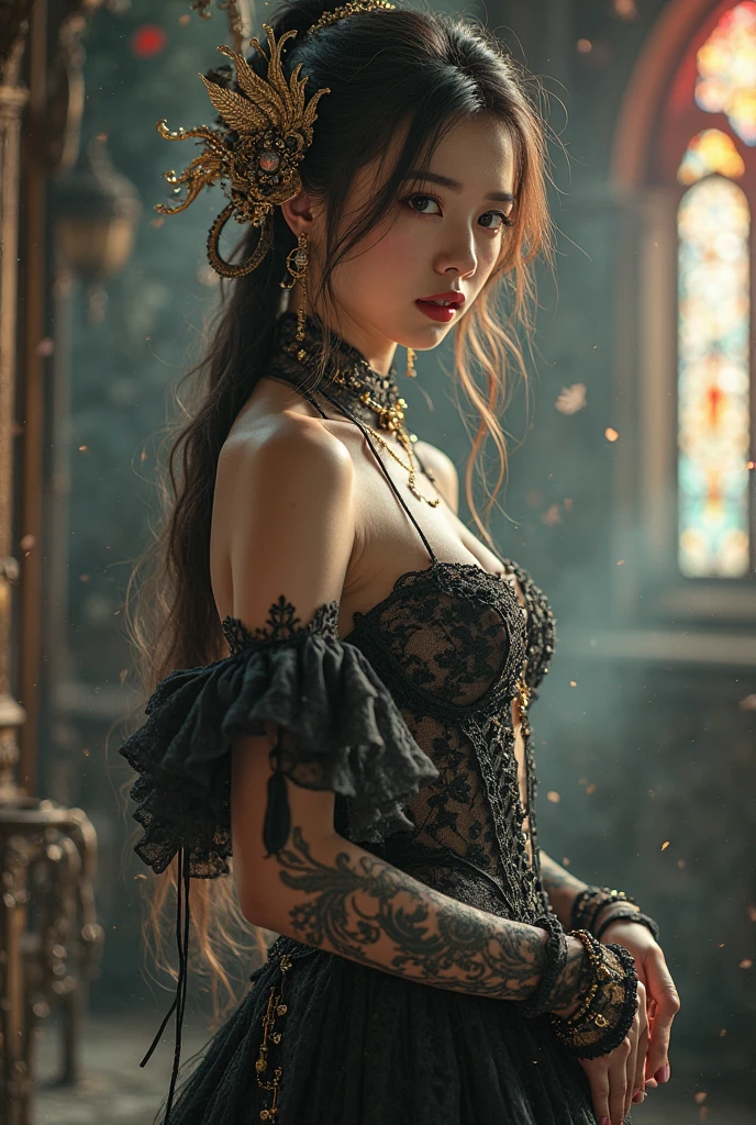 official art, unity 8k wallpaper, ultra detailed, beautiful and aesthetic, beautiful, masterpiece, best quality, (zentangle, mandala, tangle, entangle), dynamic angle, cowboyshot, the most beautiful form of chaos, elegant, a brutalist designed, vivid colours, romanticism, by james jean, roby dwi antono, ross tran, francis bacon, michal mraz, adrian ghenie, petra cortright, gerhard richter, takato yamamoto, ashley wood, atmospheric, enjoying a stream of music, where you can visualize the notes, ecstasy of musical notes, streaming musical notes visible