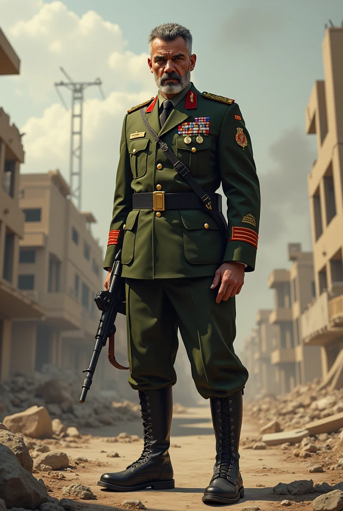 Make a image in which a army brighdaier is stand with his gun Pakistani
21 year man