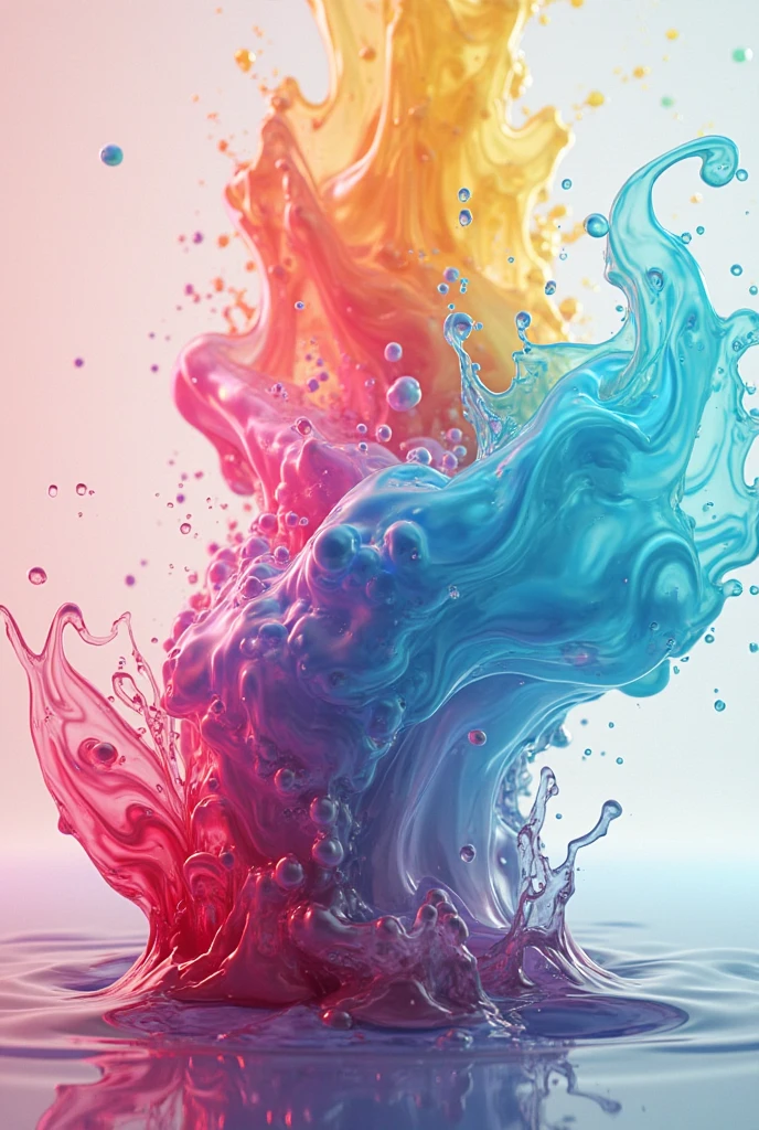 Serum dispersing in the water, showing a blend of colors.