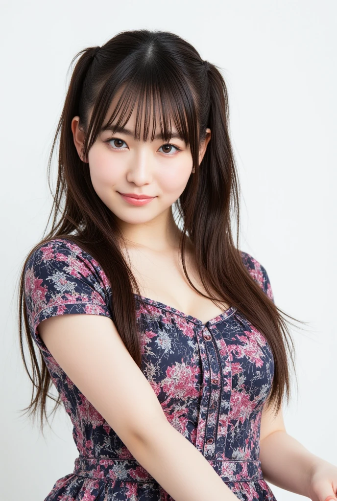 1girl, animal_ear_fluff, animal_ears, bangs, bare_shoulders, black_hair, blush, breasts, cat_ears, closed_mouth, eyebrows_visible_through_hair, green_eyes, grey_background, hair_between_eyes, karyl_(princess_connect!), long_hair, looking_at_viewer, medium_breasts, multicolored_hair, shirt, simple_background, sleeveless, sleeveless_shirt, solo, upper_body, white_background, white_shirt, big boobs