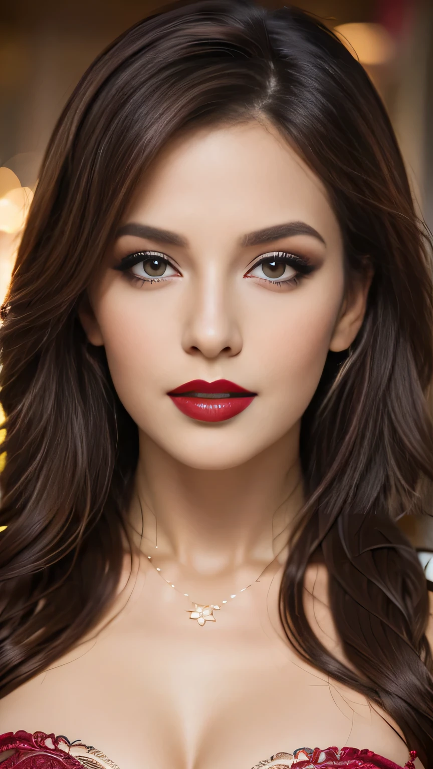 Beautiful woman paints lips with lipstick. Beautiful woman face, fine details, high quality, high quality. Clear and true colours , Playboy style