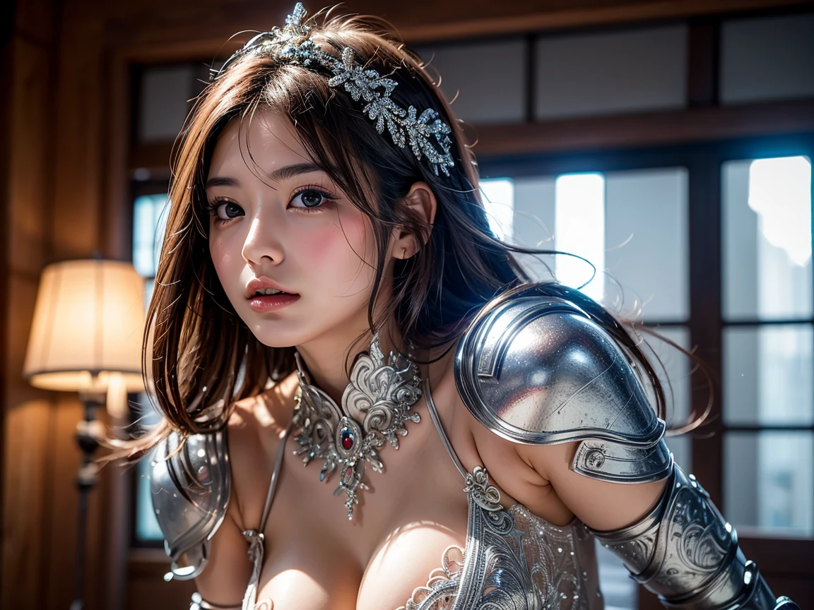 a japanese asian woman wearing a white short and sheer panties, 1 girl, alone, panties, kimono, underwear, realistic, black hair, kimono, spread your legs, game art，best image quality，highest resolution，8K，(bust photo)，(portrait)，(close up of head:1.5)，(Rule of thirds)，Unreal Engine 5 rendering behavior， (future girl)，(Woman warrior)， 
20 year old girl，((hunter))，A rich eye for detail，(big breasts)，Elegant and noble，indifference，Brave，
（medieval fur combat uniform，shining magic line，Animal skin garments with rich details），medieval knight，medieval ranger，
photo pose，simple background，movie lighting，ray tracing，game CG，((3d unreal engine))，OC rendering reflection pattern