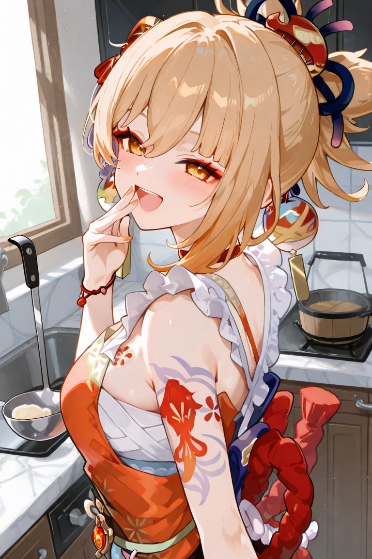 (nsfw, nude, naked, 1girl, solo) ,, cooking, nakano, bangs, short hair, blue eyes, hair between eyes, hair ribbon, hairband, orange hair, (green ribbon:1.5), ,, nipple ,empty eyes, ,, , large breasts, crying、 whole body , palace space