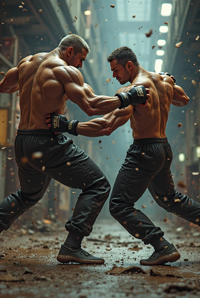 A man kicking another man's genitals while he is wearing underwear