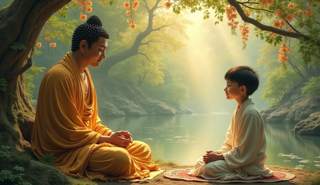 Gautam Buddha with a young boy wise