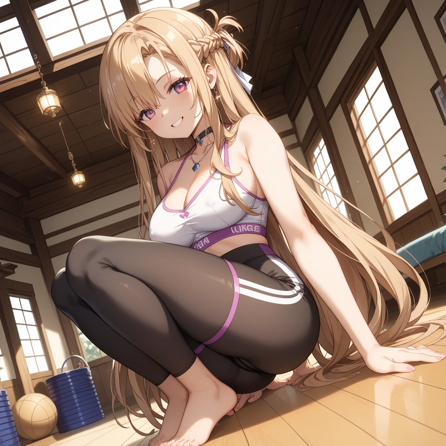 tmasterpiece，blond hairbl，Tsundere，dual horsetail，style of anime，seminude，sexyposture，opening legs