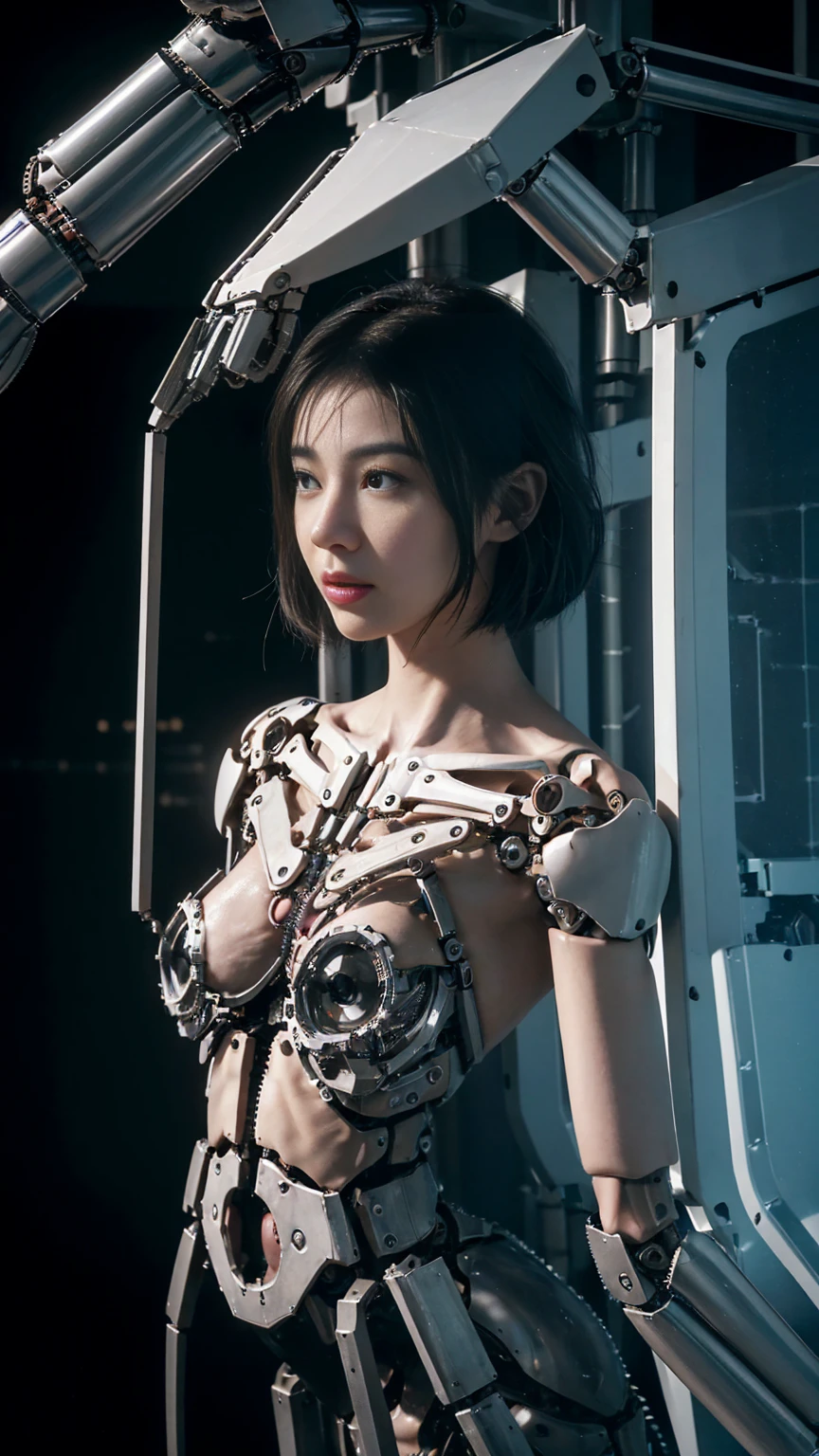 ((nude 1.8)),((Half mechanical body:1.8)),((The machine's body is ...