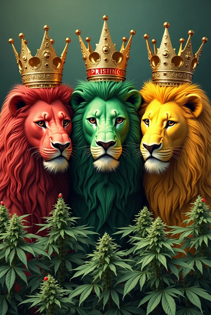 A little lion smiling with the face of someone who smoked marijuana with a crown and paws up greeting