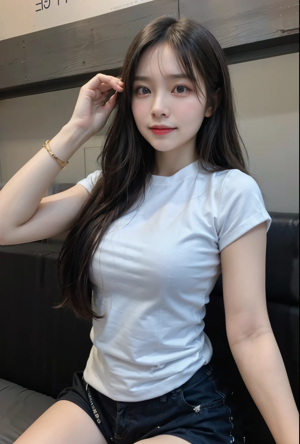 ((top-quality、8k、​masterpiece:1.3))、Beautiful woman with perfect body:1.4、slim abdomen:1.2、Longhair, normal breast, Highly detailed facial and skin texture, A detailed eye, delicate eyes, double eyelid, (smile), (full body shot), ((office)), (sitting on chair), ((wearing white uniform)), looking in front