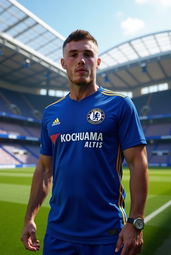 A footballer with a Chelsea shirt, The number 12 and the name Alberto Leal am