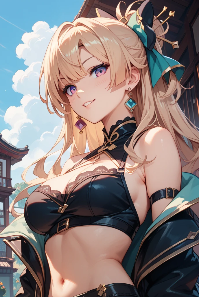 (masterpiece:1.3, Highest quality, Ultra-high resolution, Very detailed), (Realistic:1.1, photoRealistic:1.4), Beautiful illustrations, Perfect lighting,Written boundary depth, Beautiful detailsまでこだわった髪, Beautifully detailed face, Beautiful details, Beautiful clavicle, Beautiful body, Beautiful and juicy breasts, Beautiful thighs, Beautiful feet, View your viewers, 1 Girl,Perfect Face, (Perfect Anatomy, Anatomically correct), Cute and symmetrical face、Baby Face、((Shiny Hair)),(Beautiful views),(Outdoor,Blurred night cityscape),(かわいいsmile, smile)、Sexy Body、(masterpiece),(Highest quality:1.3),8K,Very clear,(Ultra-realistic), One Girl,Wide Shot,((Large Breasts)),Wide Hips,Beautiful feet, Captivating woman、(masterpiece、Highest quality、Very detailedな)、((One Girl))、((Blonde,short hair, Twin tails, Two Side Up Hair,Curly Hair))、((とてもLarge Breasts))、Cleavage、,(Highest quality), Realistic, (live-action, Intricate details),((Sexy clothes)), ((Open lips))、((Big green eyes)),((OutdoorBlurred night cityscape))、Are standing
