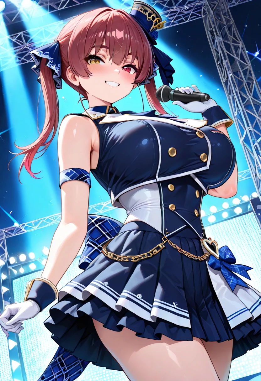 1 girl, bob, center part, forehead, brown hair, piercing, brown eyes, smile,
BREAK (masterpiece), (high resolution 8K), cinematic lighting, professional lighting, detailed eyes and face, detailed body,
BREAK idle, (school festival frilled costume:1.3),(mini skirt:1.3),zettai ryouiki,bow tie,hair ribbon,large breast,(button gap:1.1),sleeveless,cuffs,tights