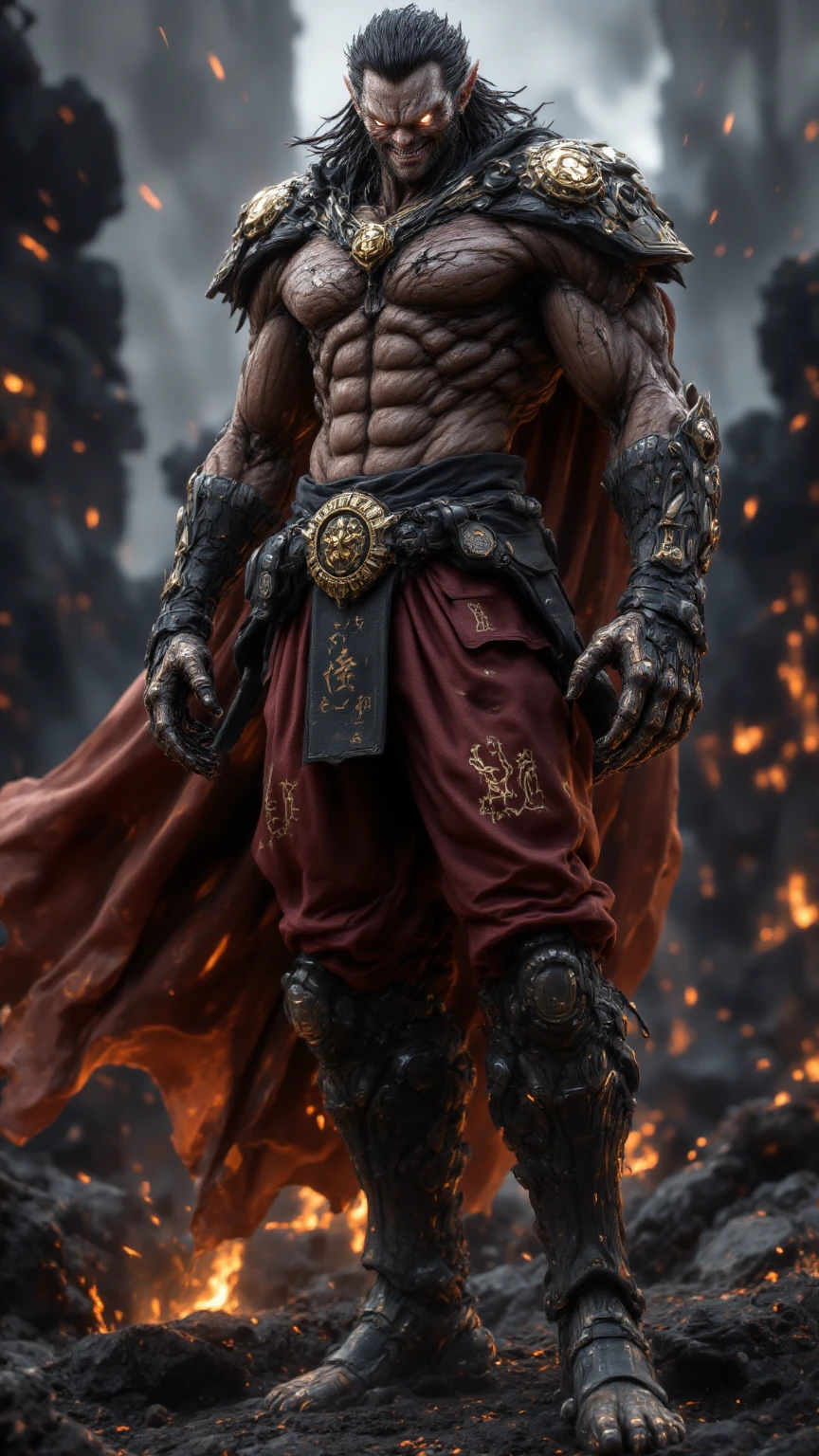 best quality, masterpiece, high resolution, Kratos, the imposing warrior of 'God of War', appears before us. His imposing physique is the result of countless battles and his skin is scarred by war scars. Its stature is imposing, conveying a dominant presence.
Wearing the iconic robes of a Spartan warrior, Kratos displays red and gray armor, covered in marks and mementos of the battles he faced. His expression is serious and determined, reflecting an unwavering determination.
His gray hair and rustic beard are indications of his arduous journey and incalculable experience. His gaze is intense and penetrating, demonstrating the fury and determination that drive him.
In Kratos' hands, wielding the Blades of Chaos, shine power and destruction. The blades are shrouded in divine flames, illuminating the darkness with an incandescent glow.
Kratos exudes an aura of strength and controlled violence, a being whose story is permeated by tragedy and revenge. His posture is firm and ready for battle, evidencing his ability to meet any challenge that comes his way.