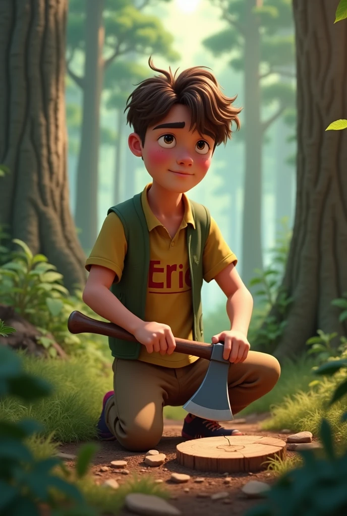 personagem para um e book infantil, He's the little explorer, various positions, children's book ilustration style, simples, fofo, 6 anos, cores, cabelo castanho curto, cor lisa, camisa branca de manga curta, shorts jeans, sem cinto, without a hat, sem livro, no glasses and no backpack, Arte realista, (atmosfera escura:1.5), cinemactic, intrincado, 8k