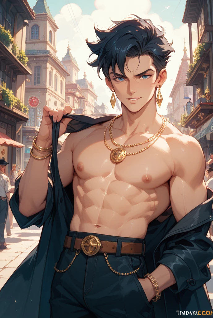 An adult man with long black hair, bangs in the central part with white highlights, thick, wavy eyebrows, sharp, almond-shaped eyes, well-defined resources, A dignified expression, a black and white fitted coat in a martial arts costume style, wide flowing sleeves, a cloth belt around the waist, loose fabric pants, he holds a long sword placed in front of him, while the other hand lightly cleans the blade, The backdrop is a martial arts-style fantasy training camp, This character embodies a finely crafted anime style martial arts style fantasy swordsman, exquisite and mature manga art style, High definition, best qualityer, high resolution, ultra detali, ultra-fine painting, extremely delicate, proffesional, perfect body proportions, golden ratio, anatomically correcte, symmetrical face, extremely detailed eye and face, high quality eyes, creativity, CRU photo, ultra HD, 32k, naturallight, cinematic lighting, work of art-anatomy-perfect, work of art:1.5