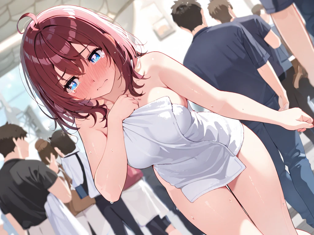 Highest quality, (masterpiece:1.2), detailed, Inui Sajna Juju/Armpit sweat,Shyness,clear,High exposure,Having my armpits licked,His arms are tied and he is hanging from a rope,男にMy breasts are being massaged,Sitting cross-legged,whole body,Topless,Nipples are erect,In underwear,Facing forward,Being hugged from behind,Peeing,whole body,Slender body,Small breasts,Completely naked、Being hugged by a man,My breasts are being massaged、With legs apart、Underhair grows,Peeing,I entered Sajuna | Sono Bisque Doll wa Koi wo Suru