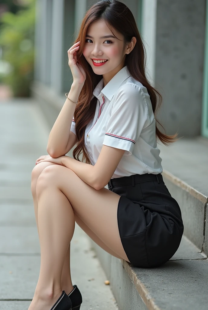 Smile full of happiness、((Looks happy:1.3))、、Panting face、Lacking、school girl outfit、a sailor suit、Sweating、Expression in a state of excitement、short-hair、eye glass、((cute little:1.1))、((1 beautiful girl)), tmasterpiece，White underwear and panties，Very beautiful long slim legs，(())((full body Esbian))((()))，exhibitionists、女の子1人、独奏、White polo shirt、White sneakers、Tennis Wear、White mini skirt、​masterpiece、top-quality、realisitic、Hyper-detailing、(Glossy skin、be sweaty:1.4)、absurderes、Looking at the camera、short dark hair、Brown-eyed、A slender、动态照明、hight resolution、foco nítido、depth of fields、A detailed eye、Sharp eyes、Realistic eyes、(thick thight:1.0)、outside of house、Skysky