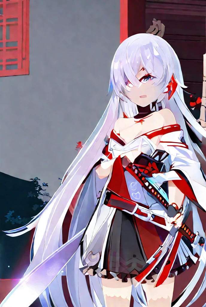 Silver-haired beauty length hair huge tit burn scar ruins bloods loimu fumo Broken weapons