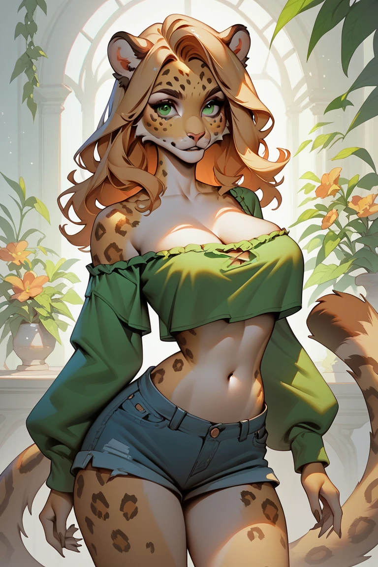 female, (Detailed face), (solo:1.1), [(thin:1.1) : (ivy pepper):4], (Detailed face), (more details, detailed background:1.1), (cat tail:1.1), smile, gold bikini, cat, anthropomorphic cat, anthro, half-closed eyes, looking at the viewer seductively