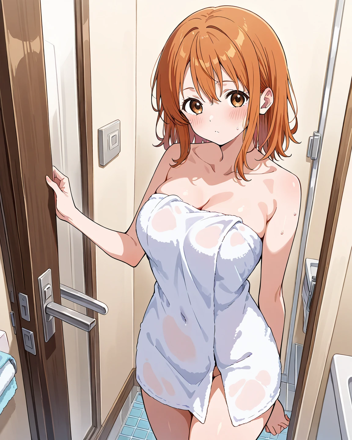 masterpiece), (best quality), (ultra-detailed), (a extremely delicate), (perfect lighting), (8k), (dynamic angle), (sharp image), vibrant colors, female, masterpiece, best quality, depth of field, cinematic lighting, masterpiece, best quality, ultra-detailed, colorful, vibrant, medium breasts, thighs, mature female, solo, (masterpiece, best quality, high resolution, animescreencap, anime colored,), (perfect anatomy, beautiful detailed eyes, beautiful detailed body, beautiful breast, shiny skin),an anime picture of a girl standing in a shower room pulling down her panties,light brown hair, long hair, raccoon ears,navel, bare shoulder, camera lighting, raccoon tails,EFT_SHIELD_RAPHTALIA,racoon tail, animal tails, smiling, proud, blushing, perfect nose, perfectly detailed eyes, standing, dynamic pose, naked, nude, uncensored, pink nipples, wet body, wet hair, water from shower, hot water mist, bubbles, pubic hair, hairy_pussy, hairy genitals, panty pulled down(no panties), panties stuck between knees, open shirt, hands covering pussy