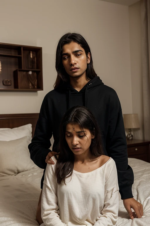 Pale skin Bun hair kurdish nude teen talking with a Indian man in house consistent fixed