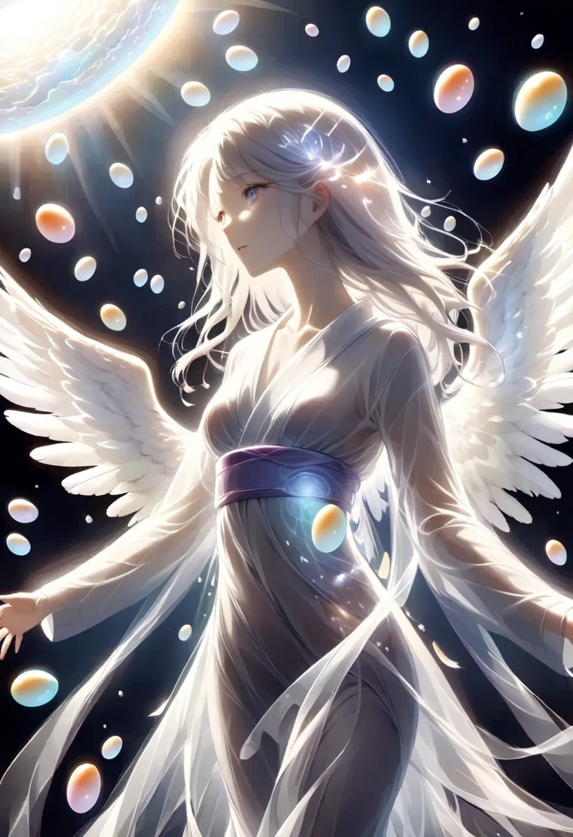 Angels born from transparent eggs　Exactly the moment they burst their shell and come out　 Mystery