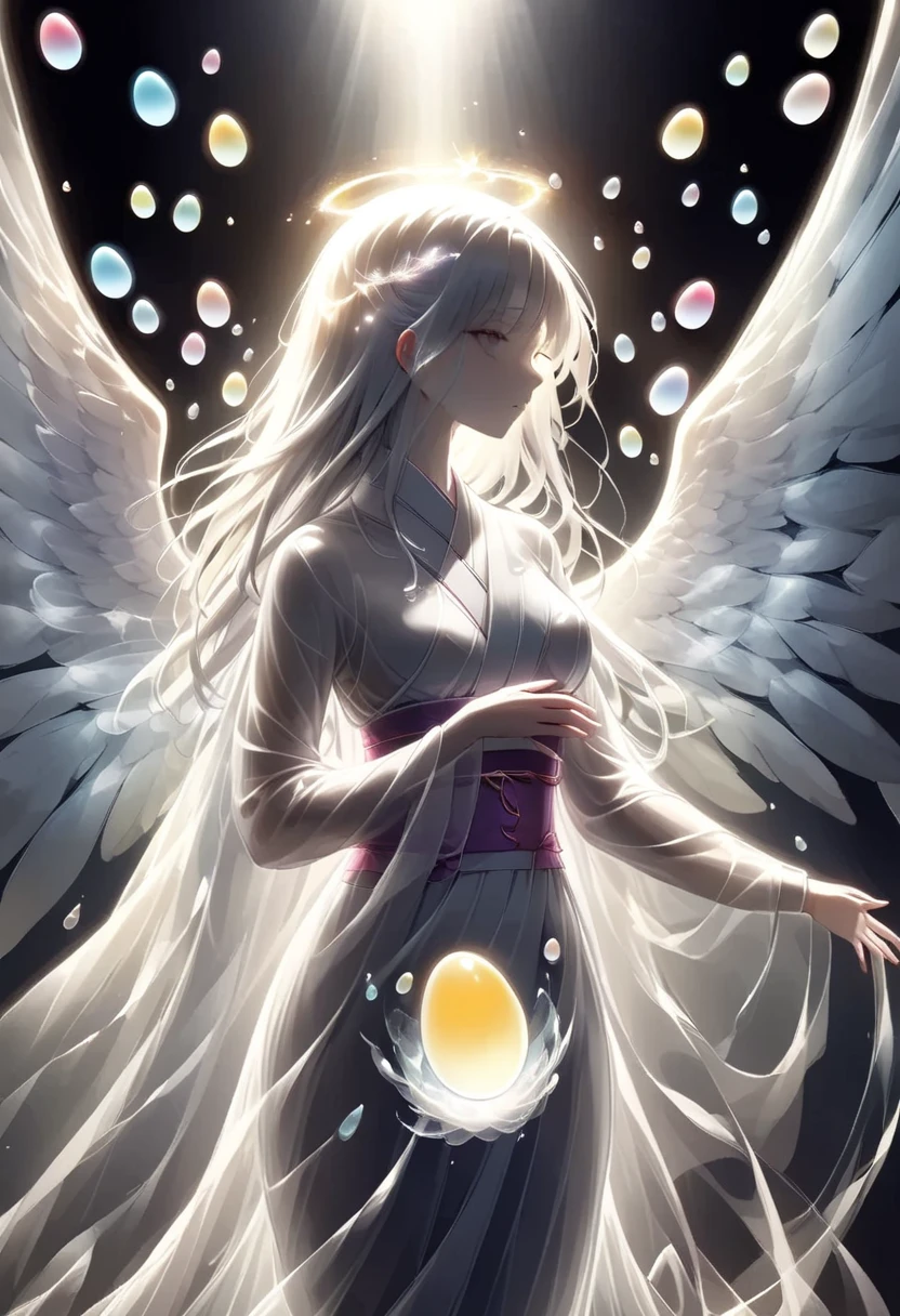 Angels born from transparent eggs　Exactly the moment they burst their shell and come out　 Mystery