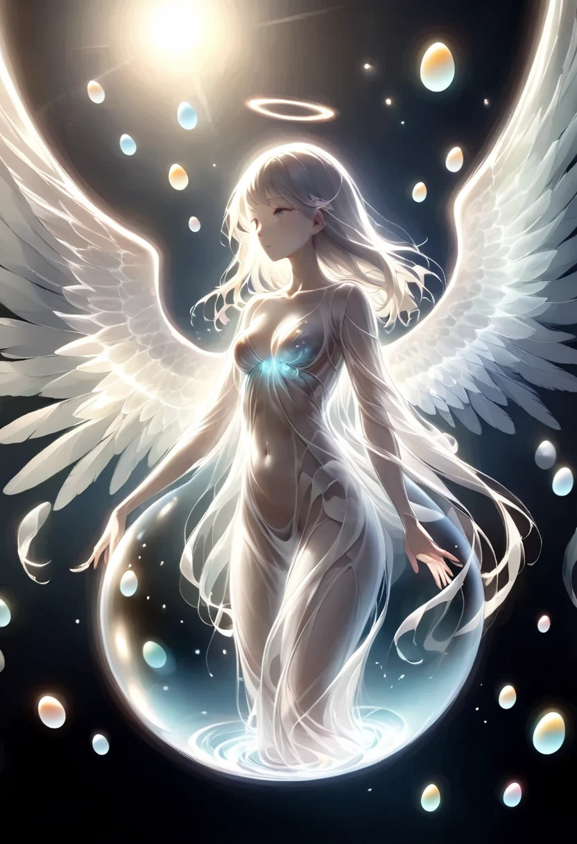 Angels born from transparent eggs　Exactly the moment they burst their shell and come out　 Mystery