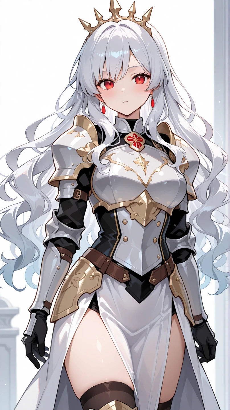 masterpiece, best quality, (((((((ultra-detailed acrylic paint cg)))))),fantasy,8k wallpaper,1girl,mature woman,((Transparent plate armor made of PVC material)), hologram, double exposure, diadem, cape, bodysuit, evil smile, ((((((extremely beautiful and extreme delicate breasts)))))),wavy and long silver hair, [flowing hair] ,((detailed and clear skin)),detailed and beautiful red eyes,((long and thick eyelash)), (((delicate and beautiful anime face))), shiny purple lips, eyeshadow, hair ornament,(depth of field), (ray tracing), (((armors reflecting light))), cowboy shot, magnificent view, hologram, fusion PVC material and lighting glare,((thick outline)),