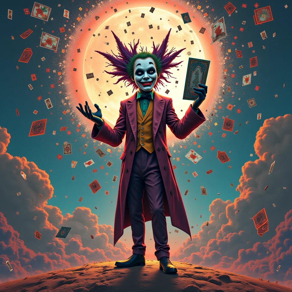 Make a POST in which the mad hatter is in front and the joker in a magic box and around these characters Cyborg Echo (Maya Lopez)
Jason Grace
Leo Valdez
Loki
Nico di Angelo
Piper McLean
Professor Xavier
Reyna Avila
Toph
Thor