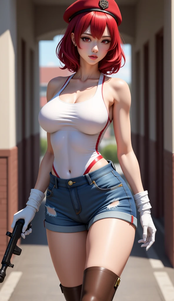 Red hair,blue cloth,big breast,sexy,4k,detail.