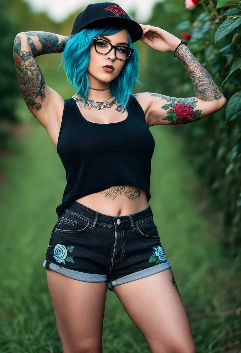Realistic young teen sexy crop summer outfit tattoos