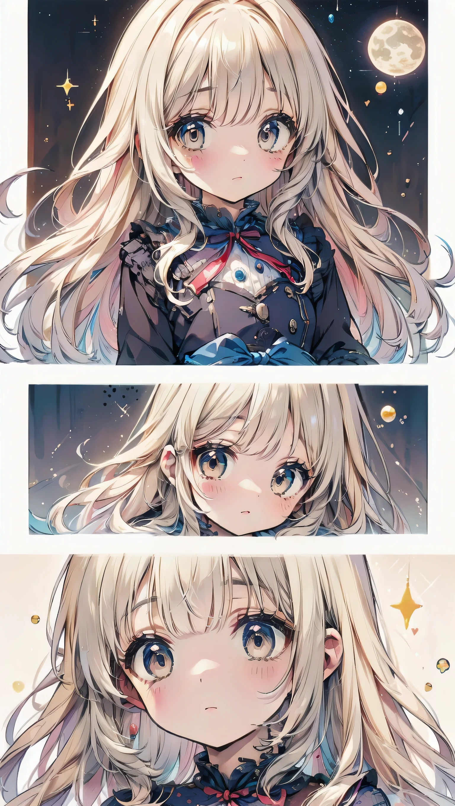 Dots are、明るいピンクの頬、she has chin-length, curly, golden blonde hair with wavy bangs.、she'dark-skinned girl, she is wearing a bright red headband with a ribbon on the right side of her head.. Dots are、she wears a shiny pastel blue and scarlet red dress with a small ribbon belt around her waist。, white collar, 4 crimson buttons, Bright red lining. sheのドレスの下には赤と淡いブルーのチュールスカートがある.. she also、Red top with white socks、she is wearing carnation pink high-top sneakers with bright red shoelaces, Shine; glitter, NSFW,