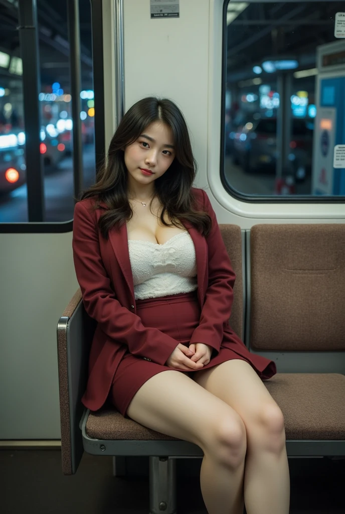 1girl, 18 years old, mix4, (8k, RAW photo, best quality, masterpiece: 1.2), (realistic, photorealistic:1.37), cute, subway car, crowd, professional lighting, photon mapping, radiosity, open long coat, stockings, bare thighs, physically based rendering, ultra-high resolution, (bare big breasts: 1.4)